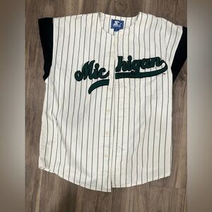 Vintage Starter Michigan State Striped Baseball Jersey